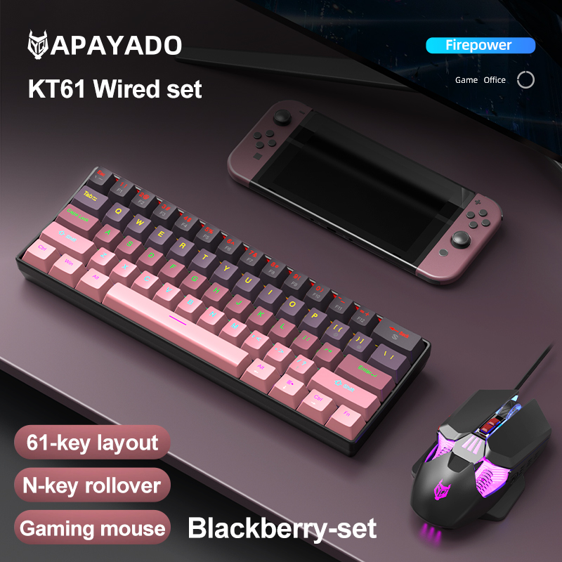 Gaming Keyboard Mouse Set - APAYADO KT61 Mechanical Keyboard and Mouse