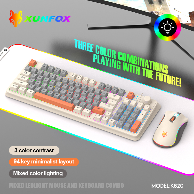 Gaming Keyboard Mouse Combo - K820 USB Wired Game Keyboard Mouse