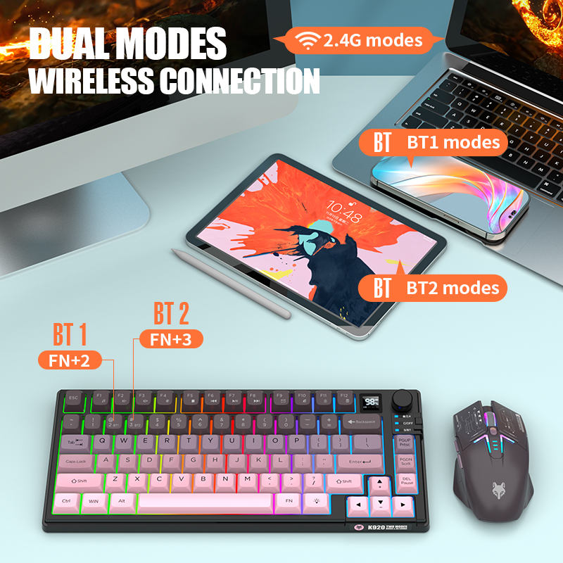 Dual-Mode 2.4G Bluetooth Wirel - Gaming Keyboard Mouse Combo review and price