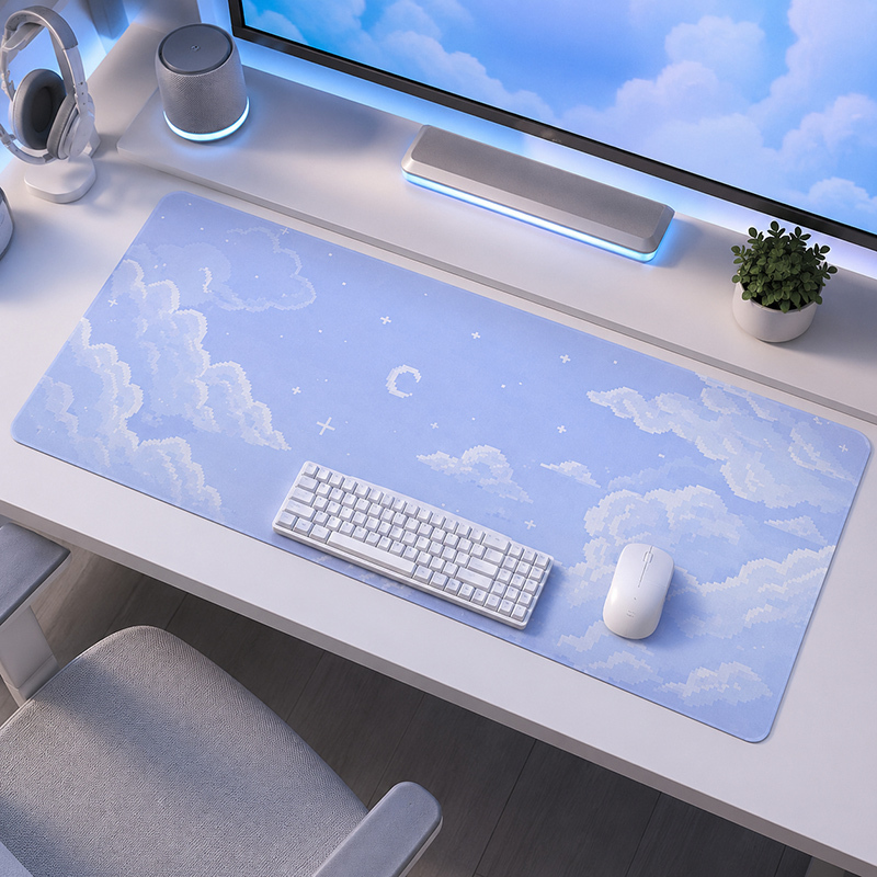 Mouse Pad Blue Moon Cloud Sky  - Gaming Keyboard Blue review and price